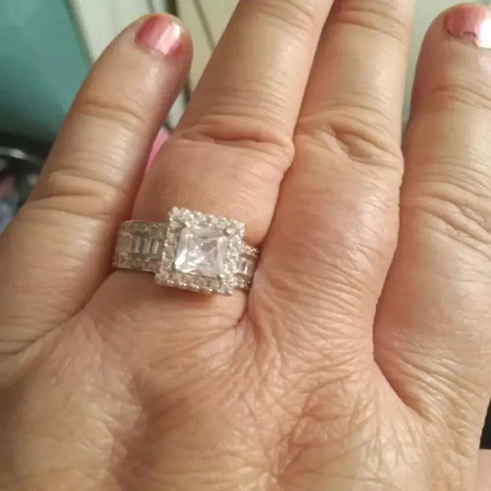 Sterling silver diamond wedding ring sz 8